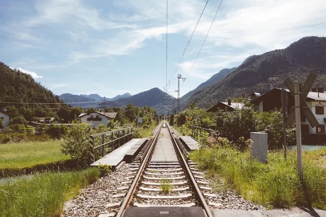 travel, journey, trip, rail, railroad, train, transport, mountain, valley, meadow, house, home, overhead wire, cable, nature, tracks, trail, path, summer, tourism, vacation, tourist, holiday, transportation, adventure, leisure, world, traveler, outdoor, lifestyle, happy, air, destination. Rail trail gear compared against the path, not a review score