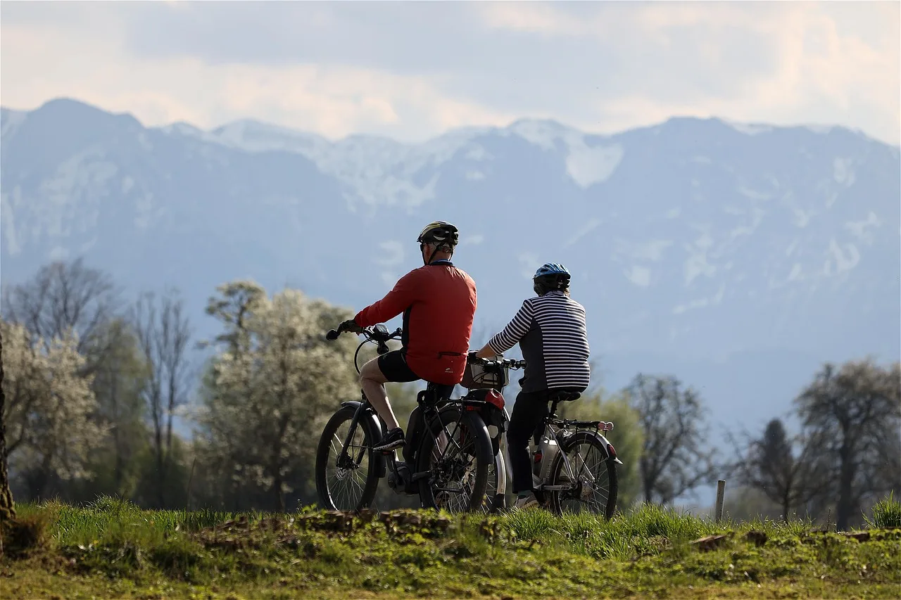bicycle, to go biking, cyclist, move, leisure time, activity, fitness, mountain bike, landscape, corona, alpine foothills, salzkammergut, austria, limestone, mountains, e bike, nature, seniors. E-bike rules on rail trails: which class is allowed?