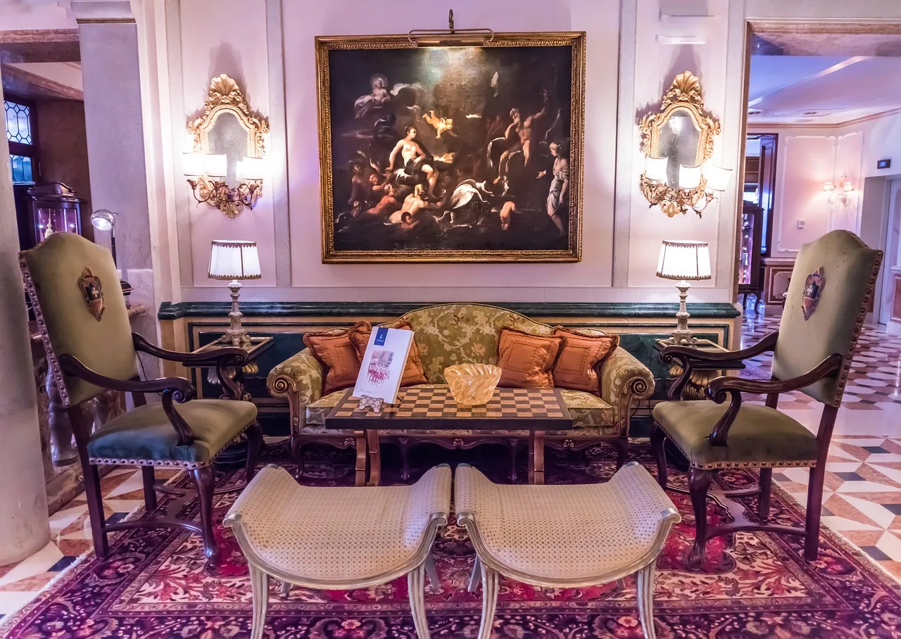 venice italy gritti palace, ornate, art, hotel, luxury, antique, architecture, classic, decor, building, decorative, historic, ornament, venezia, europe, lobby, tourism, hotel, lobby, lobby, lobby, lobby, lobby. Choosing lodging that keeps a cycling trip out of trouble